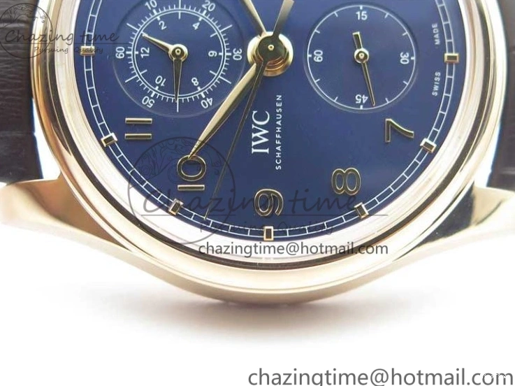 MIROTIME 0108 Portugieser Chrono  42 IW390406 RG ZF 1:1 Best Edition Blue Dial on Brown Leather Strap A Durable 7129